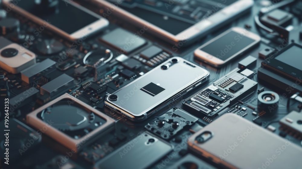 A close up of the electronic circuit board. A close up of the electronic circuit board.