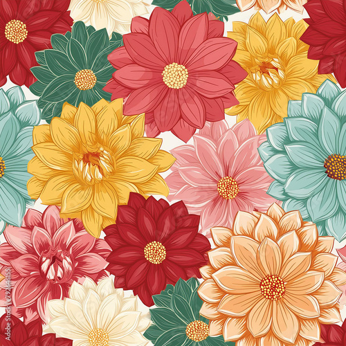 Florals and Botanicals, dahlias, seamless patterns