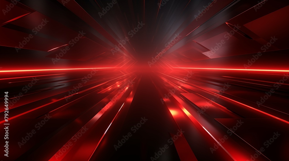 Futuristic Abstract Red Light Beams on a Reflective Surface