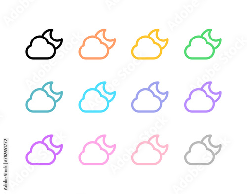 Editable night sky, moon and cloud vector icon. Part of a big icon set family. Perfect for web and app interfaces, presentations, infographics, etc