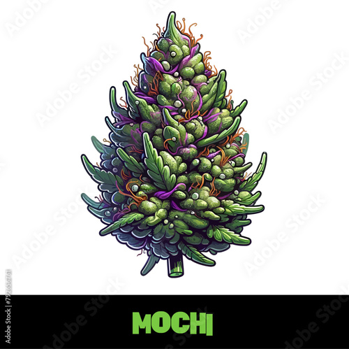 Vector Illustrated Mochi Cannabis Bud Strain Cartoon (ID: 792656761)