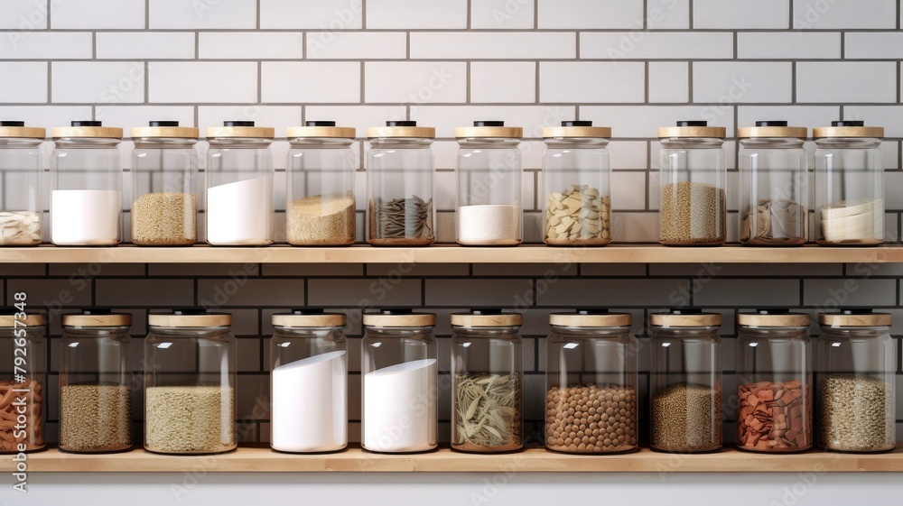 the vibrant array of spices neatly arranged on a shelf in a modern kitchen, showcasing their colors and variety. the vibrant array of spices neatly arranged on a shelf in a modern kitchen, showcasing their colors and variety.
