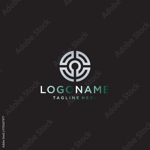 Letter O and key logo design template elements