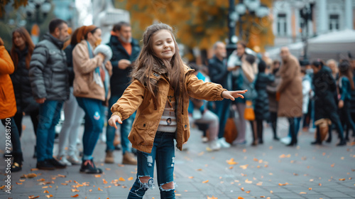 Minsk Belarus Street walks A girl dances 