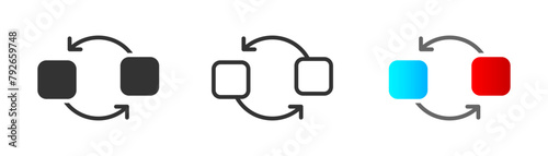 Replacement icon. Swap, refresh, exchange button. Line flat and colored vector illustration.