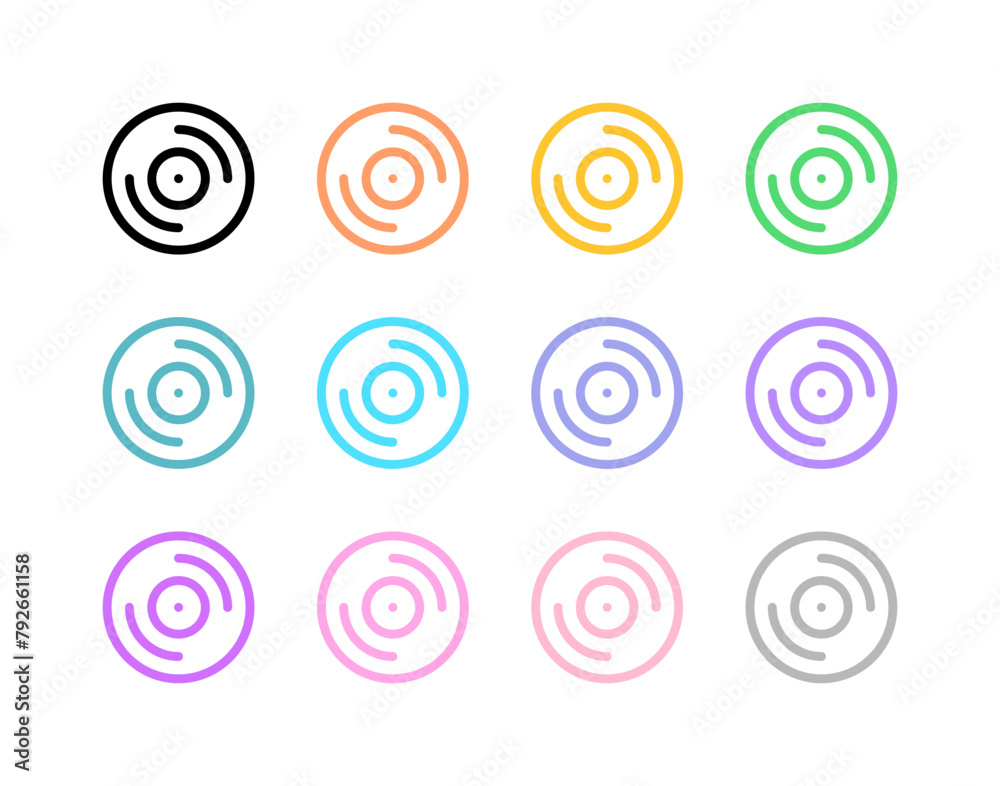 Editable vector music album vinyl icon. Black, transparent white background. Part of a big icon set family. Perfect for web and app interfaces, presentations, infographics, etc Editable vector music album vinyl icon. Black, transparent white background. Part of a big icon set family. Perfect for web and app interfaces, presentations, infographics, etc