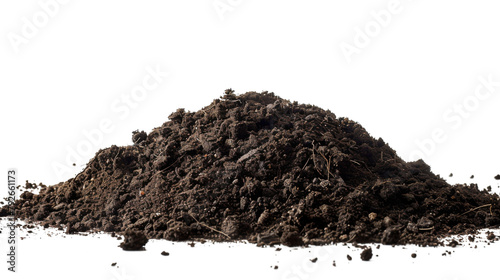 Soil, dirt pile isolated on white background