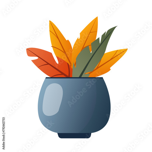 Indoor plant haworthia in a pot for interior decor at home, office, indoor use. Vector illustration isolated on white background. Trendy home decor with plants, urban jungle. Succulent