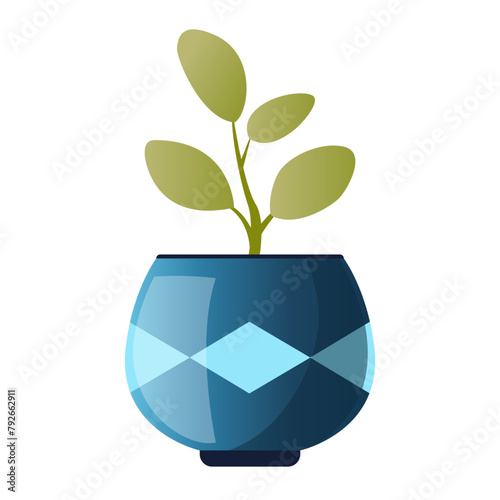 Indoor plant haworthia in a pot for interior decor at home, office, indoor use. Vector illustration isolated on white background. Trendy home decor with plants, urban jungle. Succulent