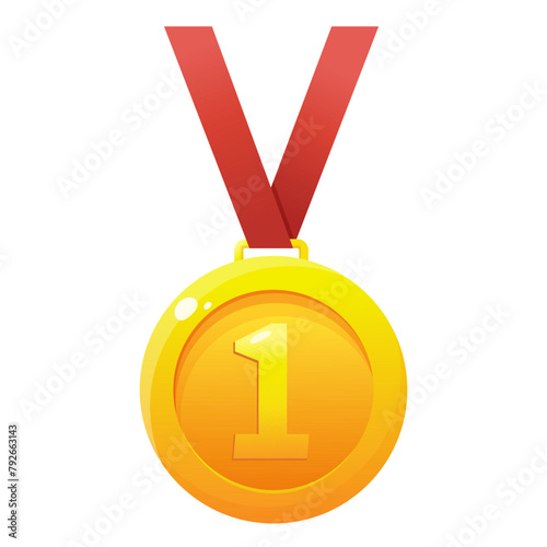 gold medal number one with a red ribbon