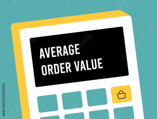 E-commerce metric - Average Order Value concept. Illustration of AOV metrics graph, calculation average transaction amount per purchase photo