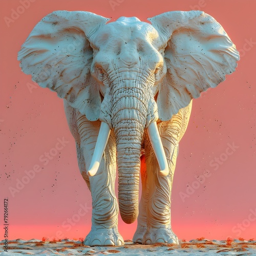 Elephant Ears Flapping as Sails of a Seafarer: A Symbol of Guidance and Strength in a Pastel Safari Landscape