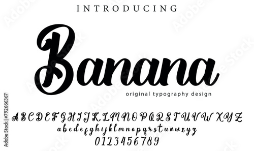 Banana Font Stylish brush painted an uppercase vector letters, alphabet, typeface