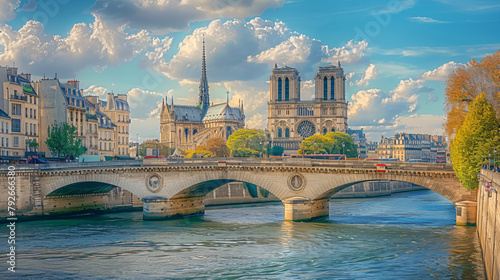 Notre Dame Cathedral and a Bridge of the Archbishopric photo
