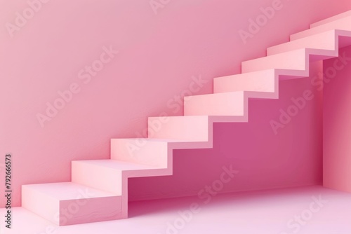 Stairs and balls - 3D render illustration. Beautiful simple AI generated image in 4K  unique.