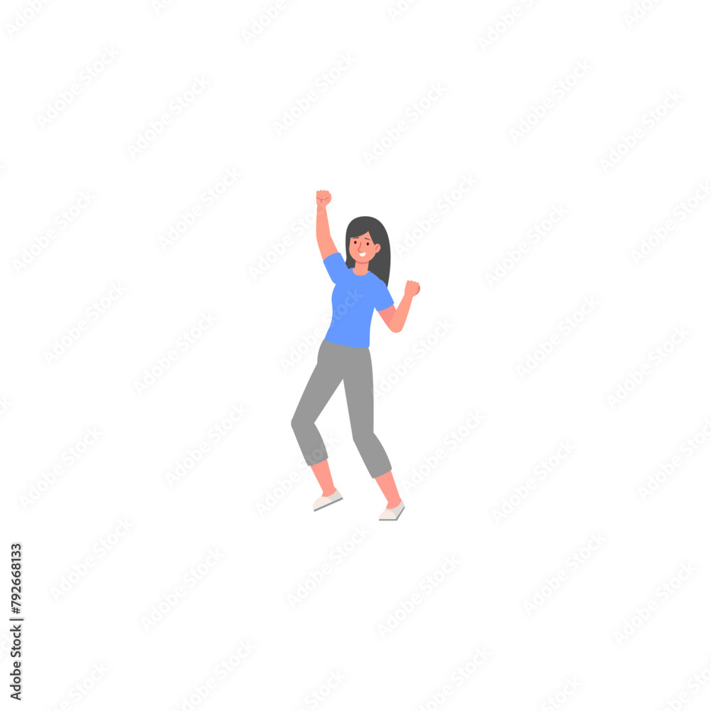 Fototapeta premium pose of woman in pink dress woman