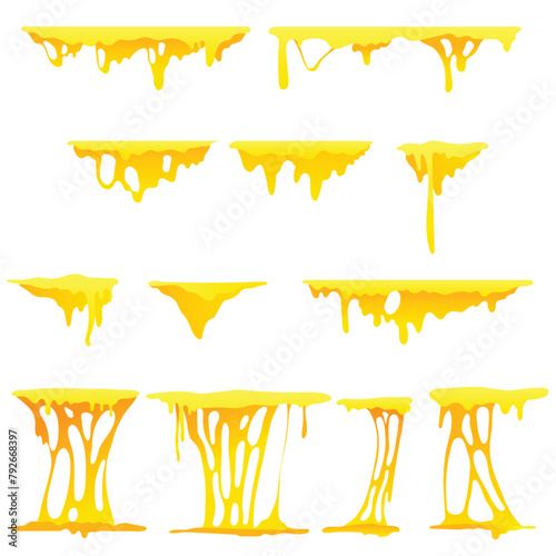 Set of melted cheese,sticky cheese vector illustration 
