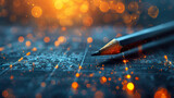 Close-up of a Pencil on a Sudoku Puzzle with Sparkling Lights . Generated by AI