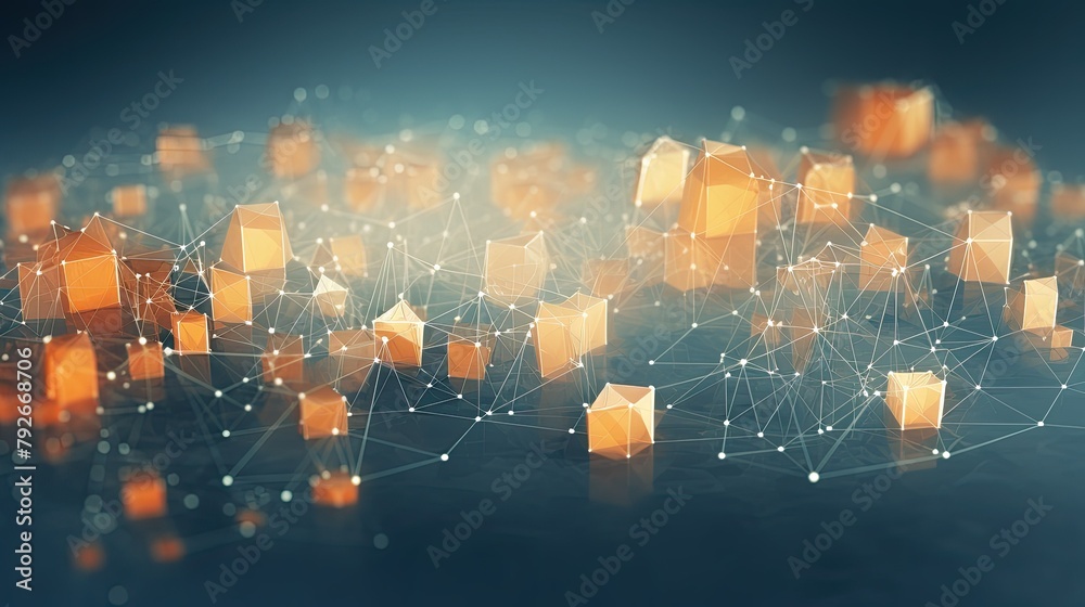 Obraz premium Abstract geometric shapes forming a digital network structure