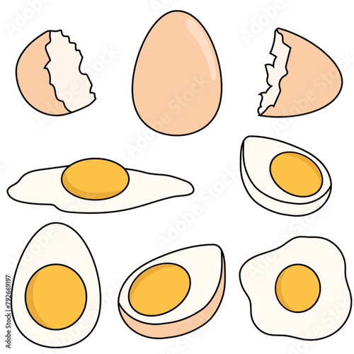 Set of eggs,crack egg cartoon illustration.  © bayurey