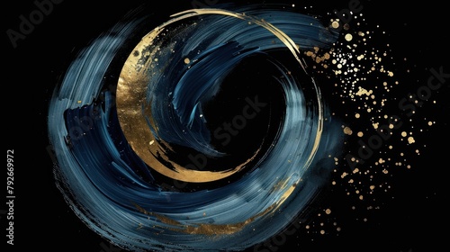 Cosmic Elegance: A Celestial Dance of Blue and Golden Hues - Generative AI