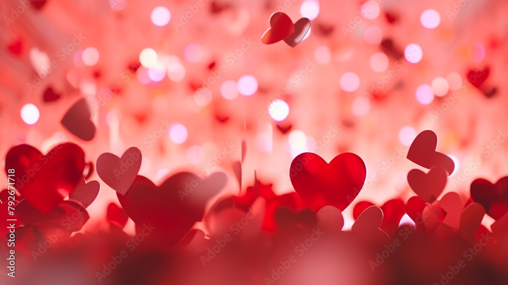 red hearts, Valentine's day greeting card, copy space