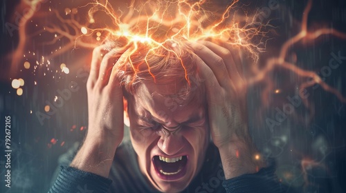 Nervous breakdown. Reaction to overwhelming stress. Seek help. Experience emotional outbursts, anxiety, or difficulty functioning in daily life. Cause a universal reaction. Attack of aggression photo