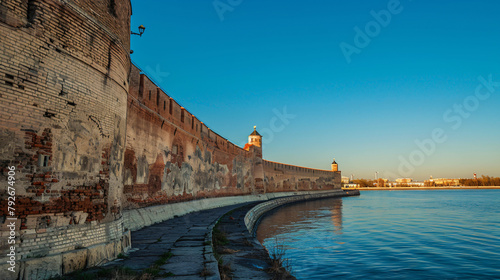 Part of kremlin wall in Astrakhan Russi photo