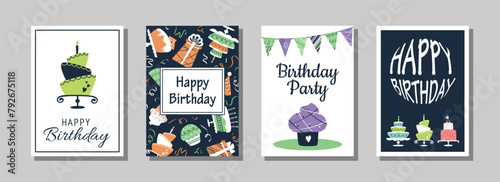 Set of vector birthday cards