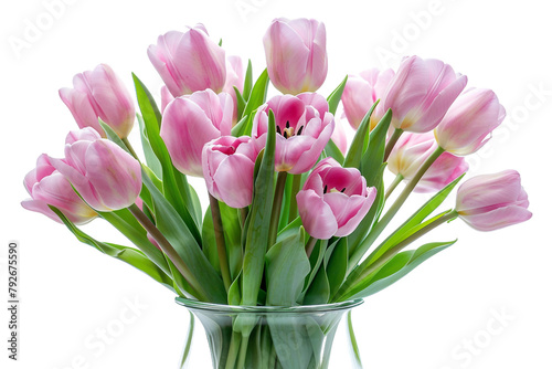 Pink Tulips Arrangement on Transparent Background