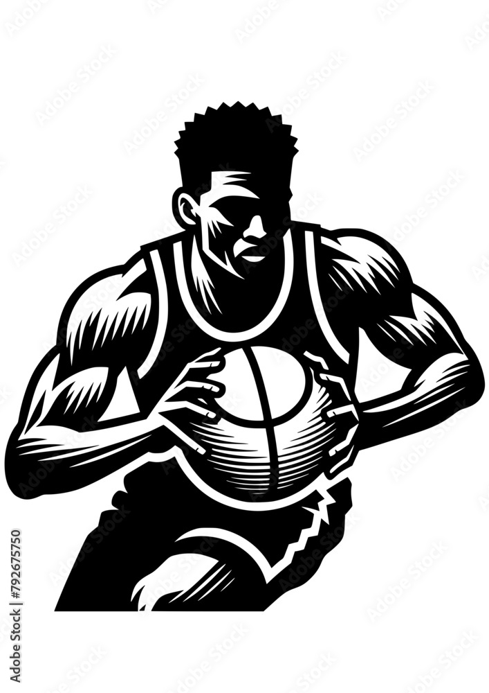 Fototapeta premium Basketball SVG, Basketball Player SVG, Sport SVG, Basketball player Silhouette, Basketball Clipart, Basketball Cricut, Basketball Logo 