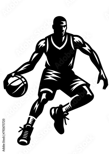 Basketball player SVG, Basketball player clipart, Basketball svg, Sports clipart, Basketball player silhouette	
