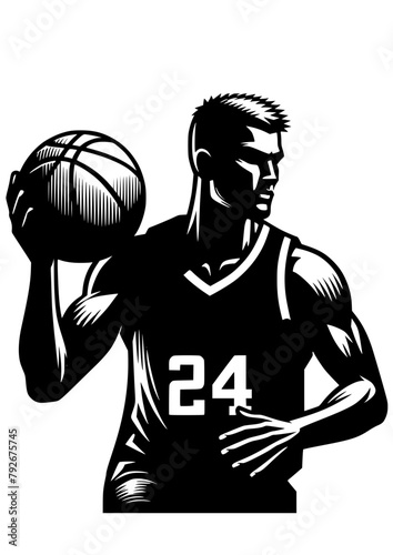 Basketball player SVG, Basketball player clipart, Basketball svg, Sports clipart, Basketball player silhouette	
