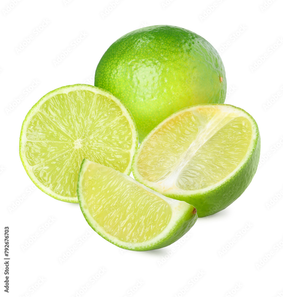 Fresh ripe lime isolated on white. Citrus fruit