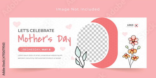 Mother's day social media cover banner with flowers