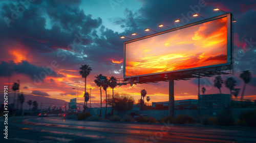 Billboard With Sunset Backdrop