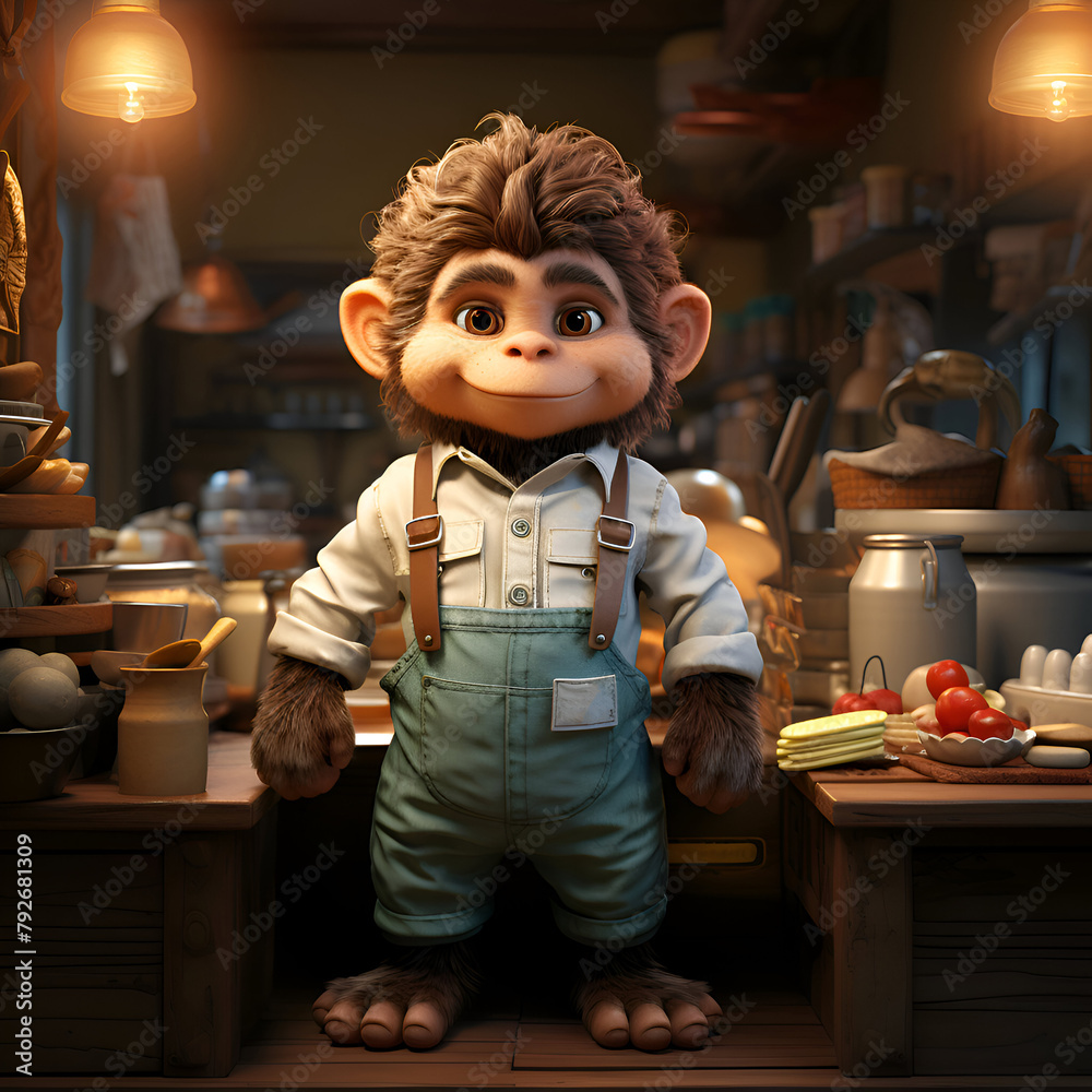 Cute little boy in a pottery workshop. 3d rendering. Cute little boy in a pottery workshop. 3d rendering.