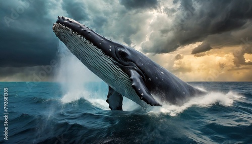 Whale in open water. The Book of Jonah.