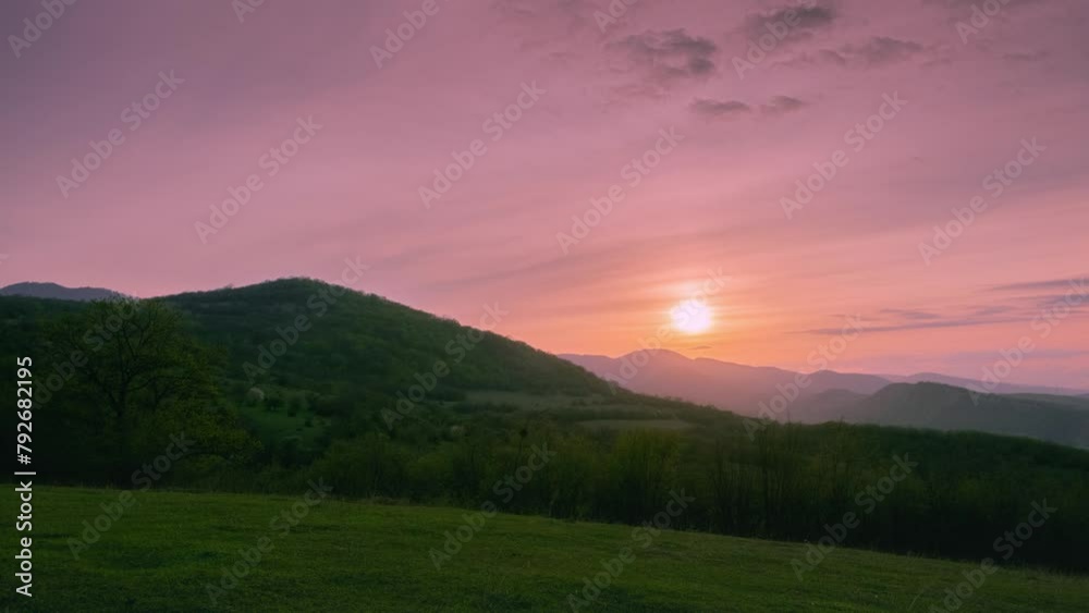 sunset in the foothills, green meadows, spring in the mountains, timelapse 4k sunset in the foothills, green meadows, spring in the mountains, timelapse 4k