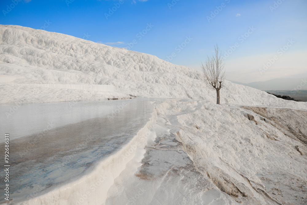 Winter Scene of Pamukkale Thermal Pools, Turkey