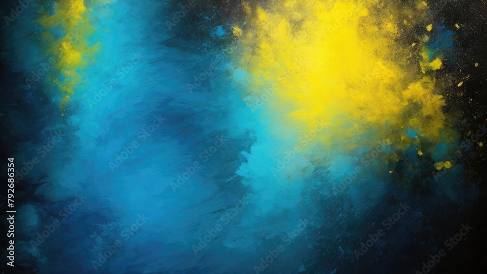 Blue Teal yellow black grey, grainy noise grungy a rough abstract background