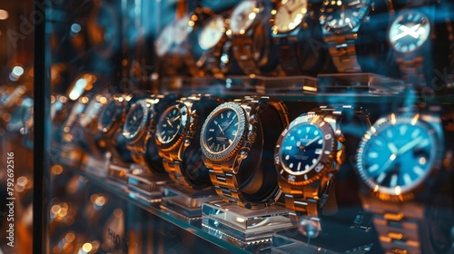 A display of watches in a store window