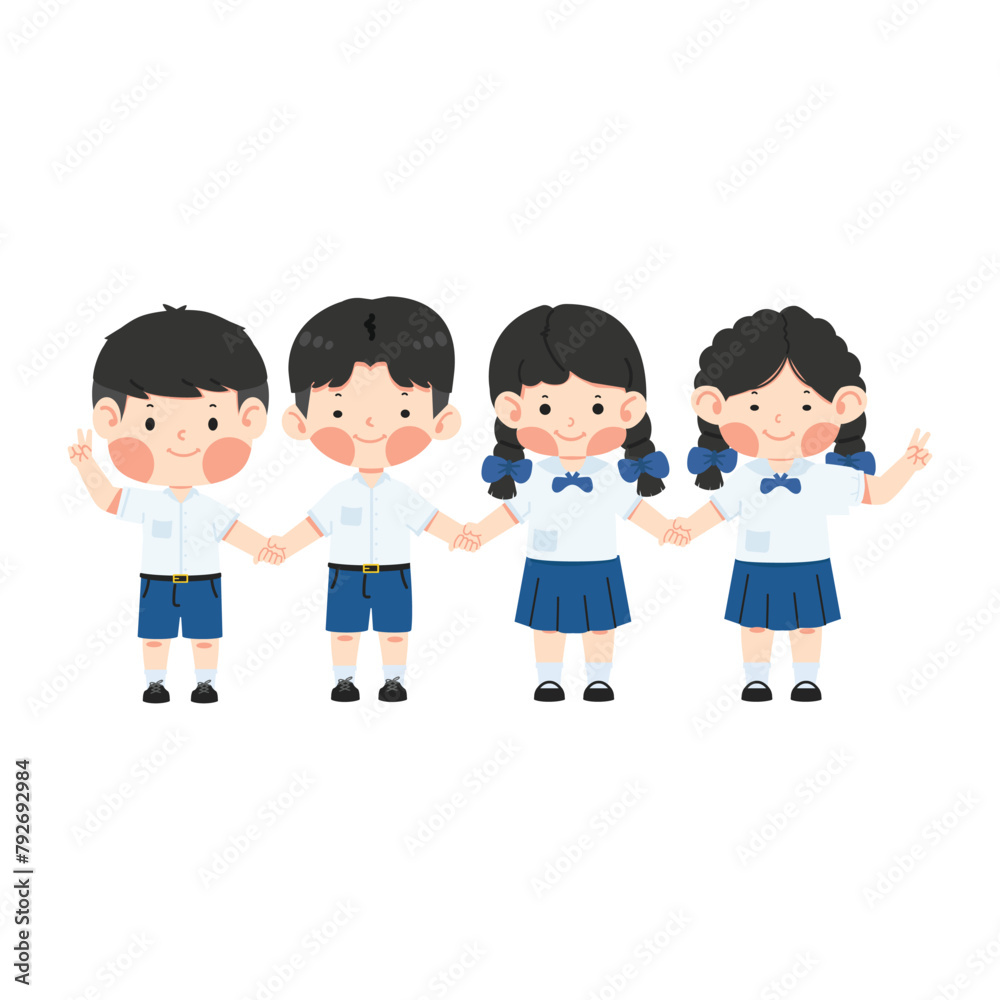 girls and boys stand together holding hands girls and boys stand together holding hands