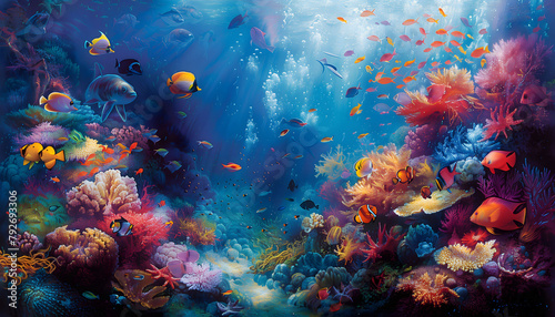 An illustration of marine life, showcasing the breathtaking display of nature's beauty and diversity