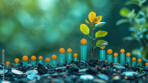 plant growing with graph in...