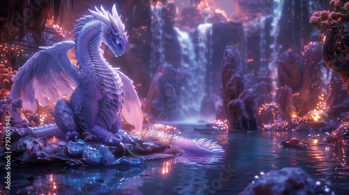 abstract dragon with river