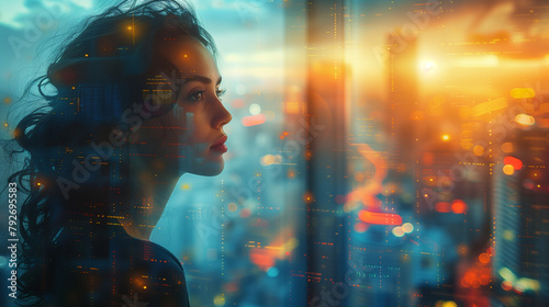 woman looking to city from ...