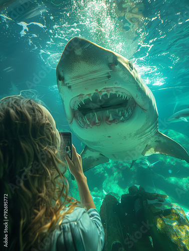 kid take a photo of shark i...