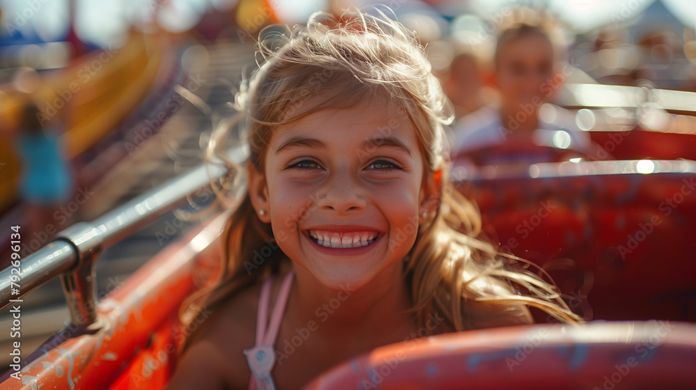 portrait of a child playing roller coaster