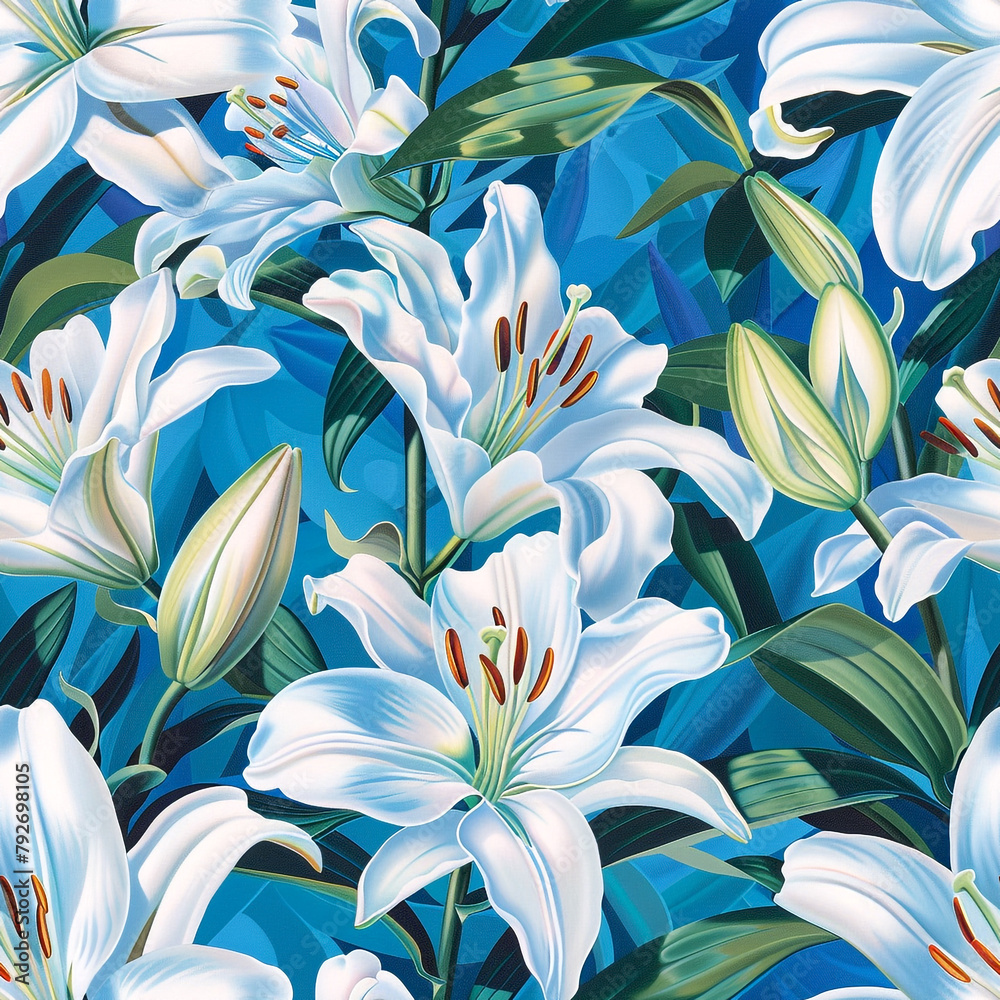 Seamless pattern Lily Luster: Use acrylics to paint delightful lily ...